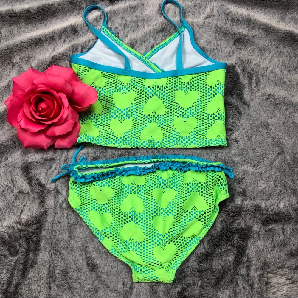 Lemon Kiss Lime Green Heart Print 2-piece size 7 - Picture 6 of 8